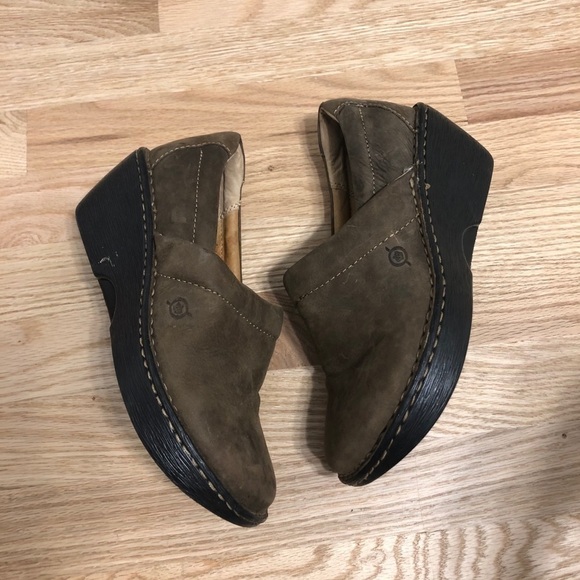 Born Brown Leather Clog Shoes Sz 8 Non Marking Women’s - Picture 5 of 7